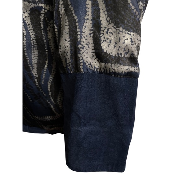 Dennis By Dennis Basso Leather Suede Zip Front Jacket Navy Blue Womens Size M - Picture 11 of 15